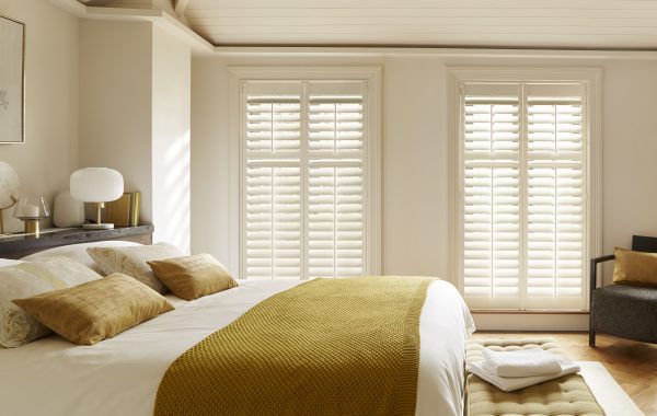 Beautiful white window shutters custom made to measure